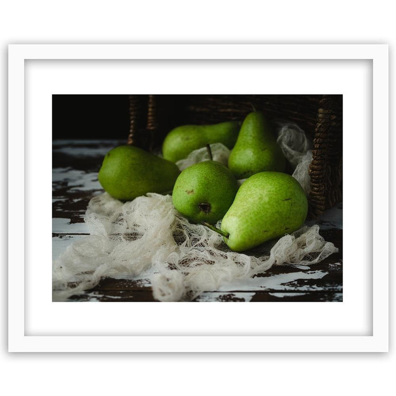 Glezna baltā rāmī - Green Pears 