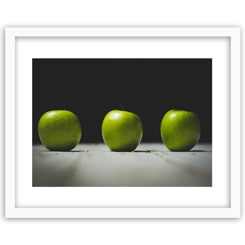 Glezna baltā rāmī - Three Green Apples 