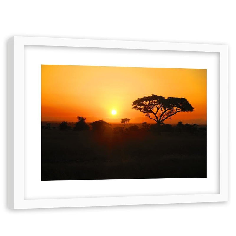 Glezna baltā rāmī - African Sunset 