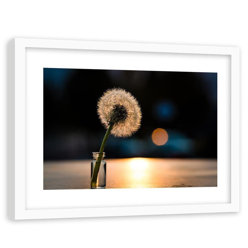 Glezna baltā rāmī - Dandelion In A Vase 