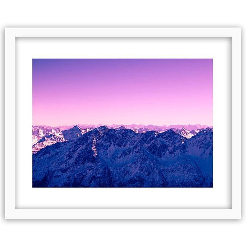 Glezna baltā rāmī - Purple Sunrise In The Mountains 