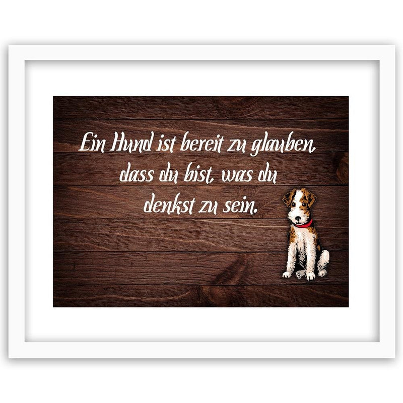 Glezna baltā rāmī - Motto Dog 