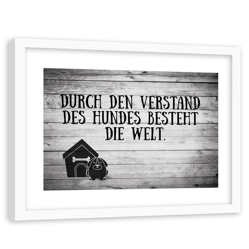 Glezna baltā rāmī - Quote Dog In Front Of Doghouse 