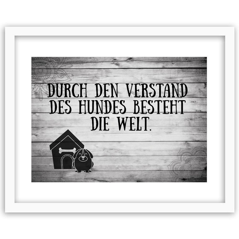 Glezna baltā rāmī - Quote Dog In Front Of Doghouse 