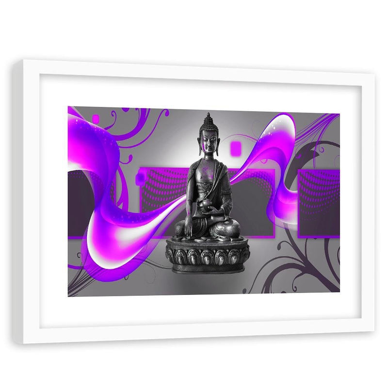 Glezna baltā rāmī - Buddha Abstraction Purple 