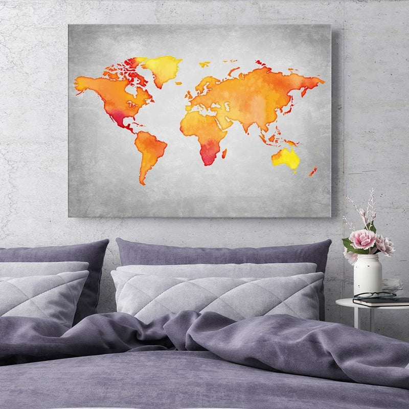 Dekoratīvais panelis - Orange World Map 