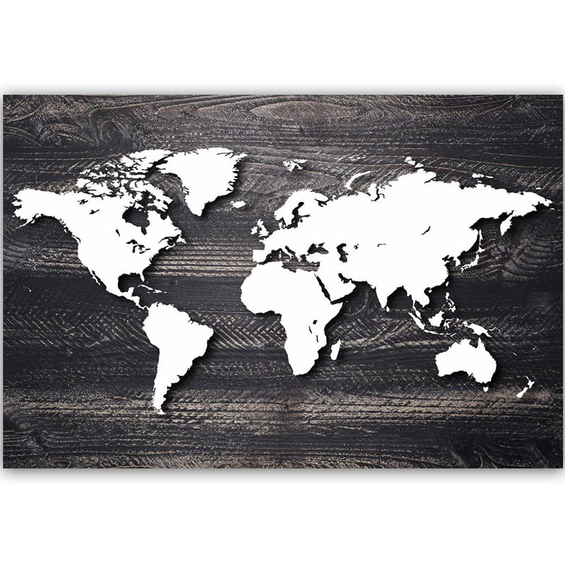 Dekoratīvais panelis - World Map On A Gray Wood 