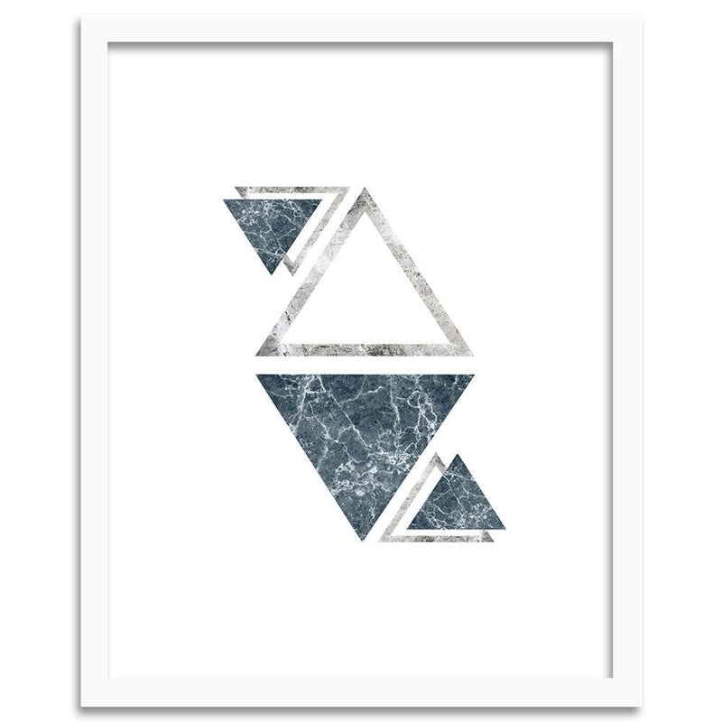 Glezna baltā rāmī - Marble Triangles - Abstraction 