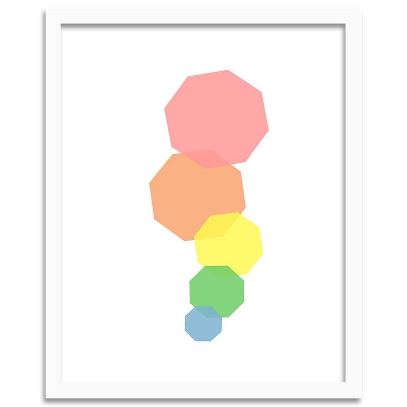 Glezna baltā rāmī - Abstract Colorful Octagons 