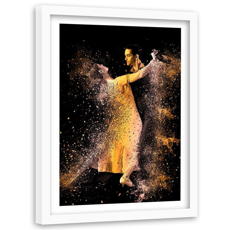 Glezna baltā rāmī - Couple Dancing In A Golden Dust 