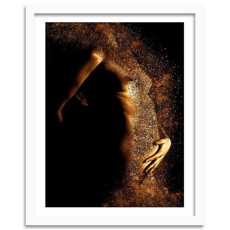 Glezna baltā rāmī - Female Nude Gold Dust 