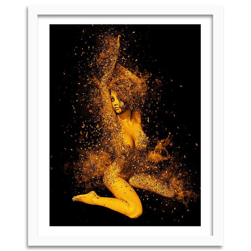 Glezna baltā rāmī - Naked Woman In Gold Dust 