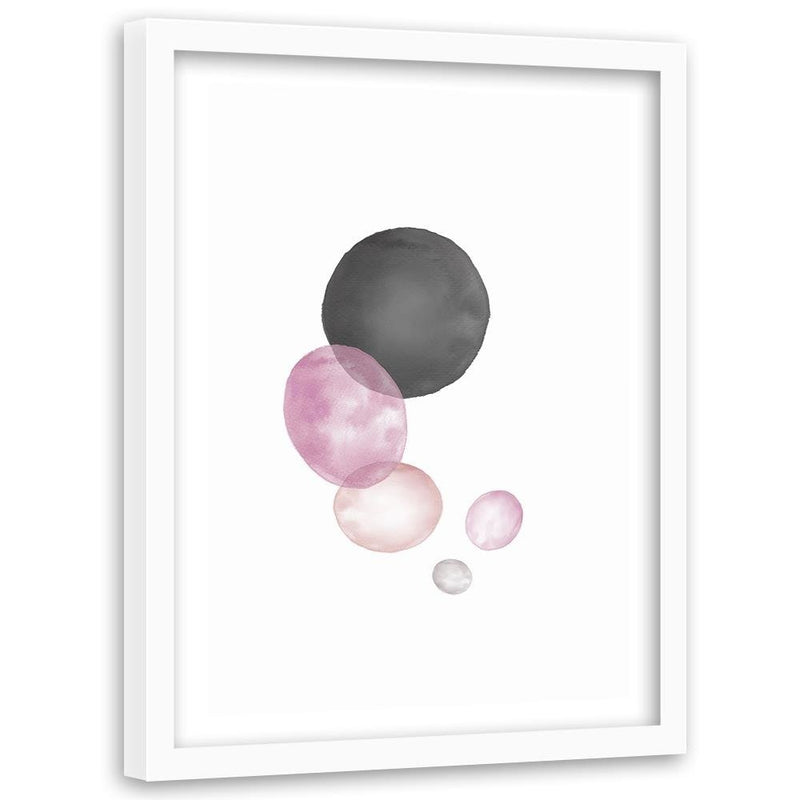 Glezna baltā rāmī - Black And Pink Circles 