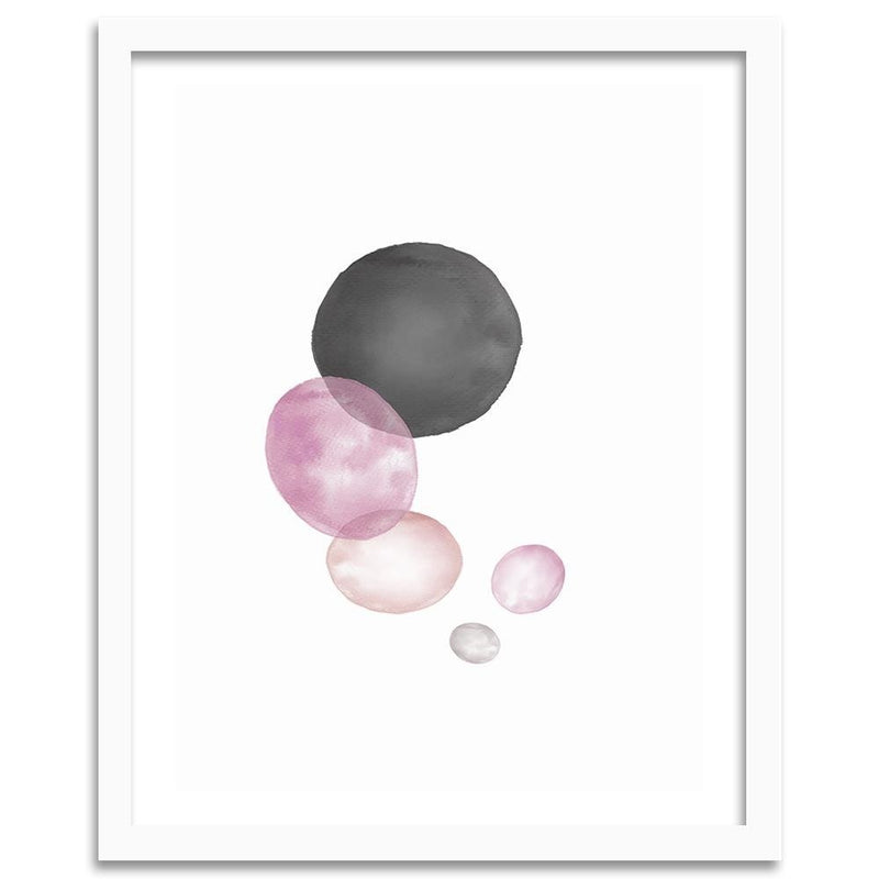 Glezna baltā rāmī - Black And Pink Circles 