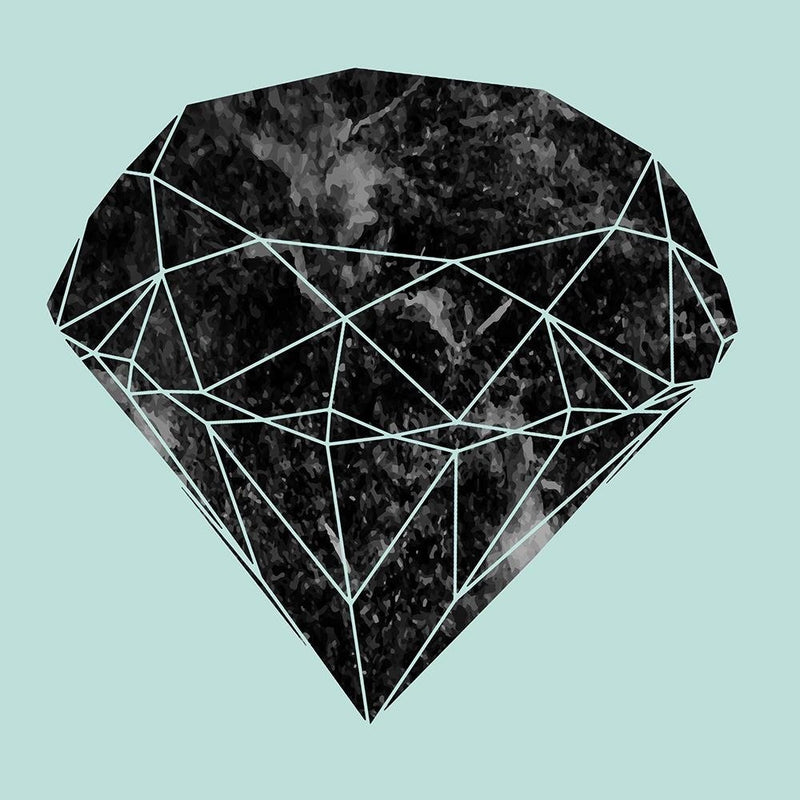 Glezna baltā rāmī - Black Diamond On A Blue Background 