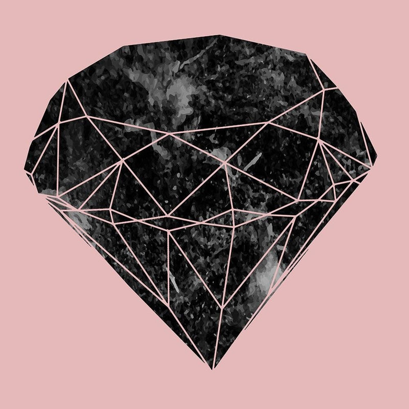 Glezna baltā rāmī - Black Diamond On A Pink Background 