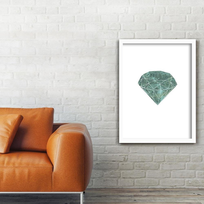Glezna baltā rāmī - Green Diamond 