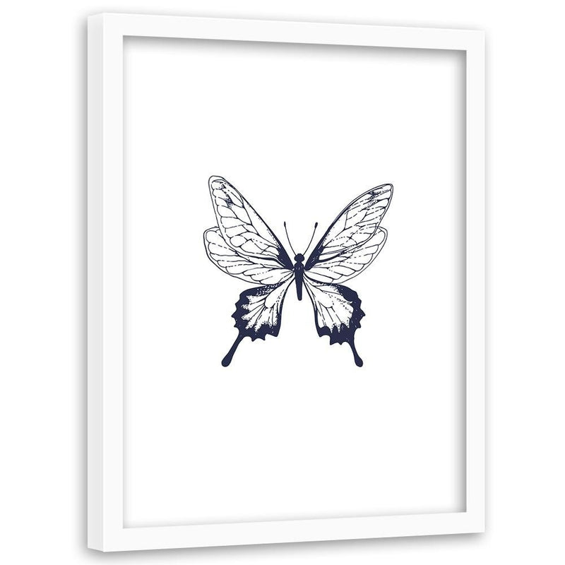 Glezna baltā rāmī - Drawn Butterfly 