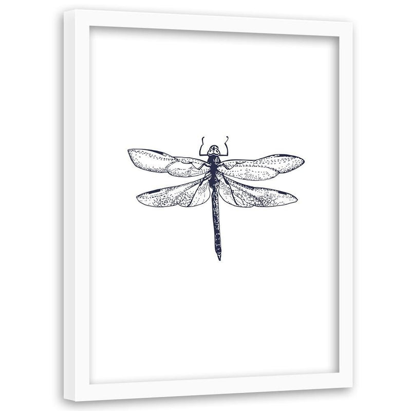 Glezna baltā rāmī - Drawn Dragonfly 