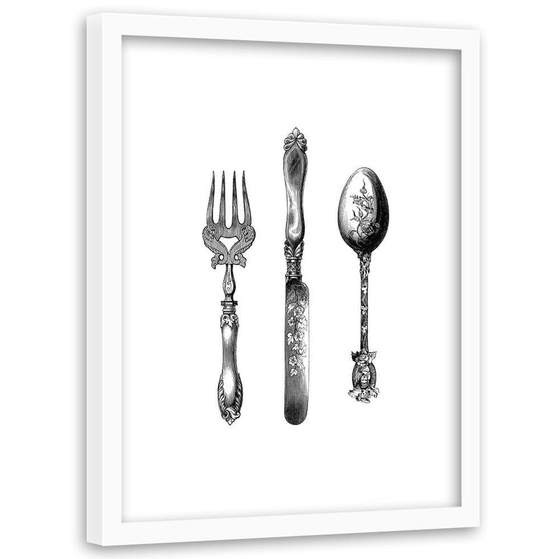 Glezna baltā rāmī - Rustic Cutlery 