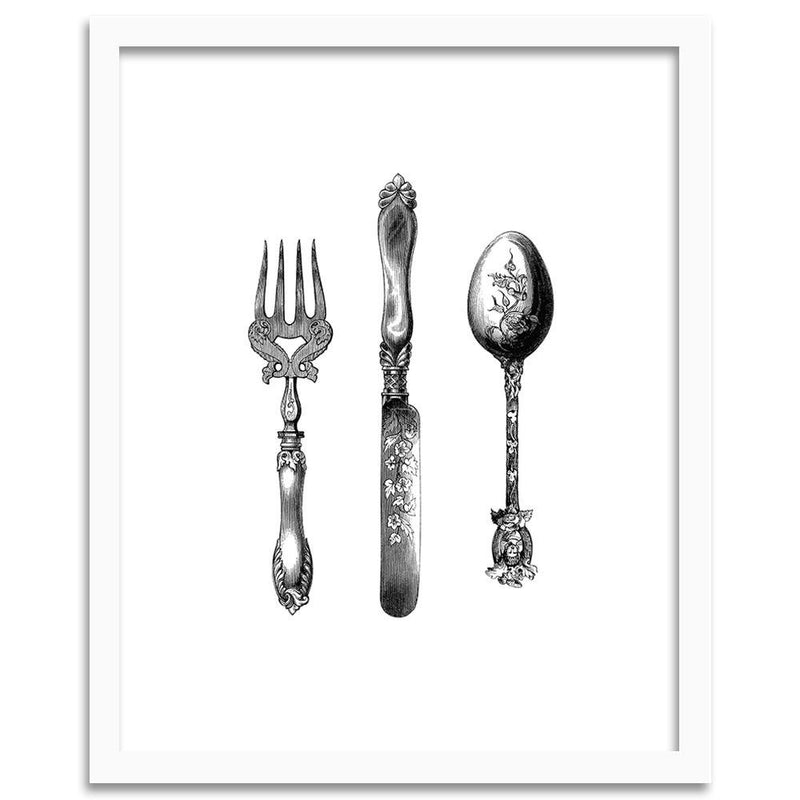 Glezna baltā rāmī - Rustic Cutlery 