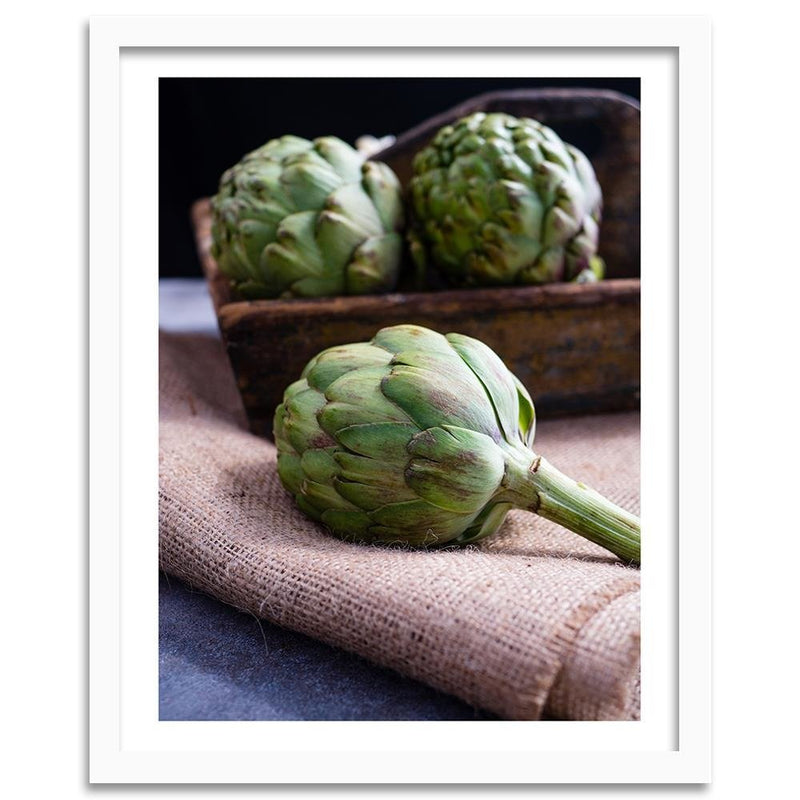 Glezna baltā rāmī - Fresh Artichokes 