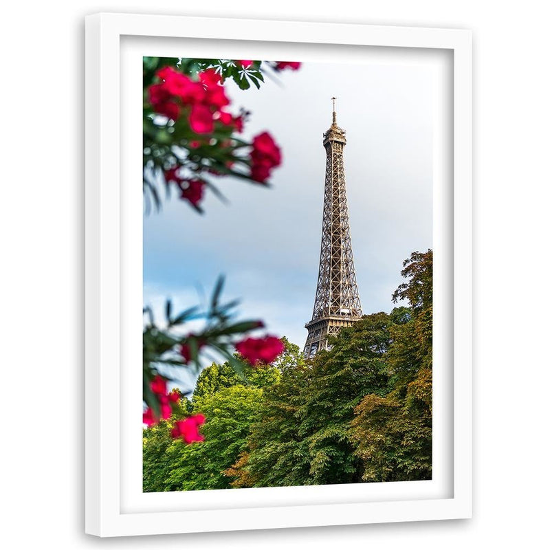 Glezna baltā rāmī - Eiffel Tower And Flower 