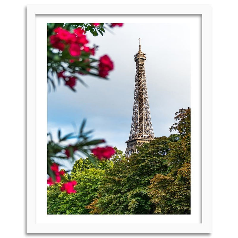 Glezna baltā rāmī - Eiffel Tower And Flower 