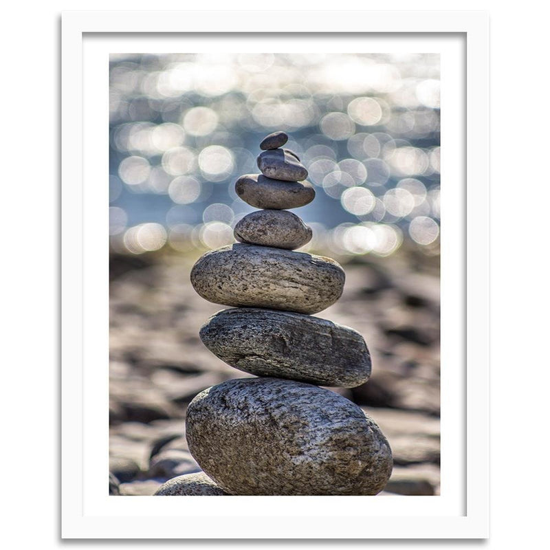 Glezna baltā rāmī - Stones On The Beaches 