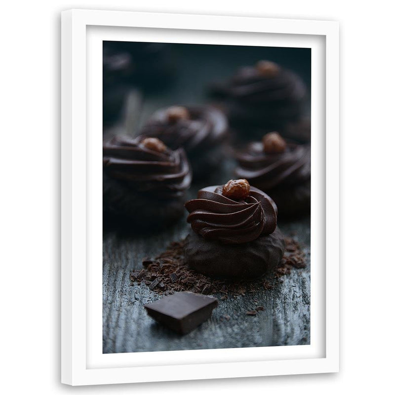 Glezna baltā rāmī - Dessert With Dark Chocolate 