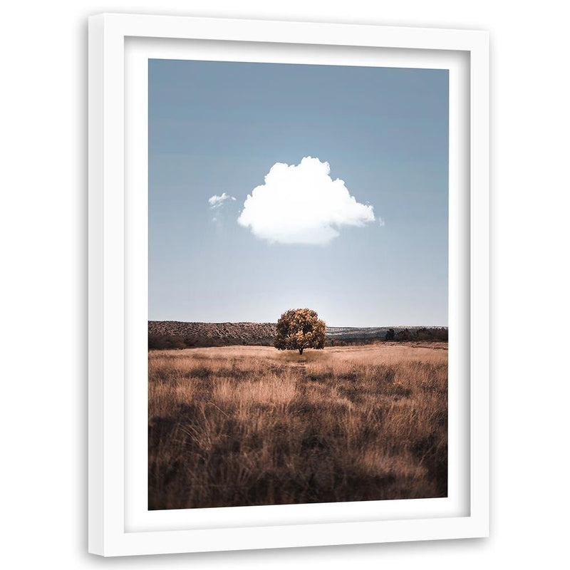 Glezna baltā rāmī - Isolated Tree And Clouds 