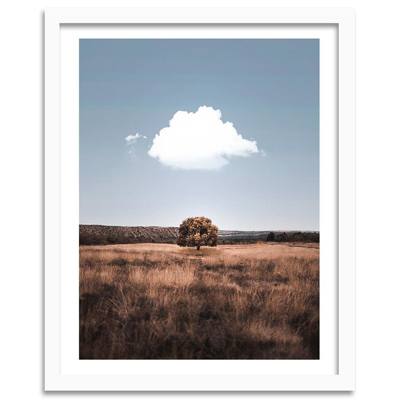 Glezna baltā rāmī - Isolated Tree And Clouds 