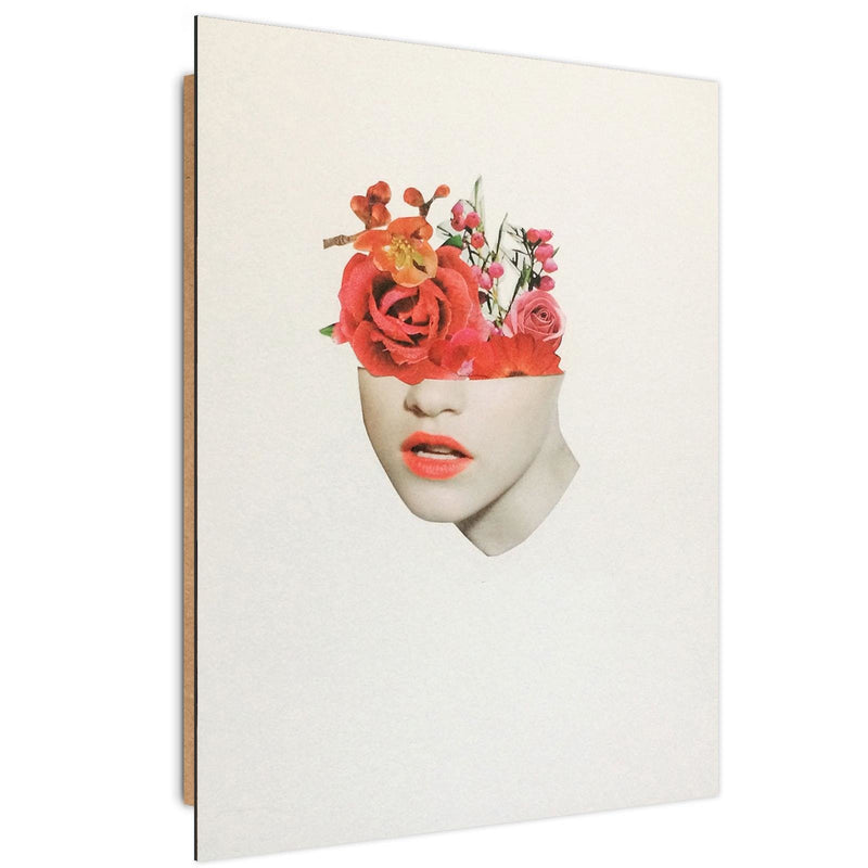 Dekoratīvais panelis - Woman Face With Red Roses 