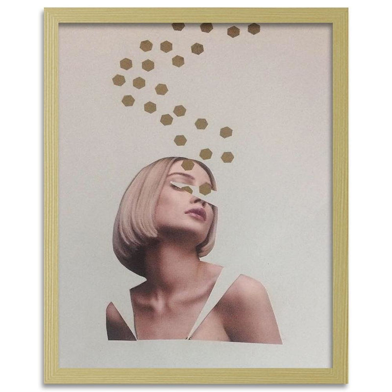 Glezna bēšā rāmī - Collage Woman Portrait Image Beige 