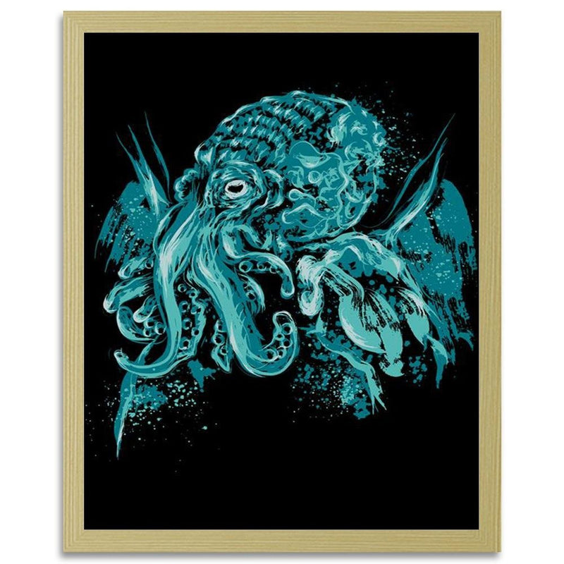 Glezna bēšā rāmī - Cthulhu Pop Art Blue 