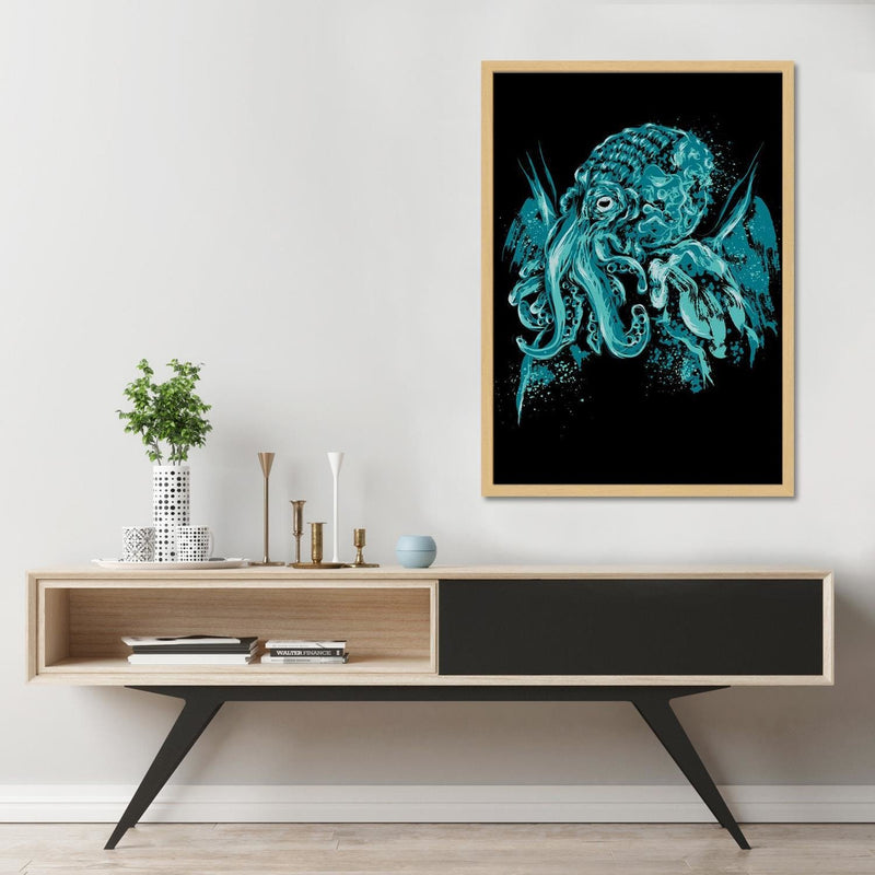 Glezna bēšā rāmī - Cthulhu Pop Art Blue 