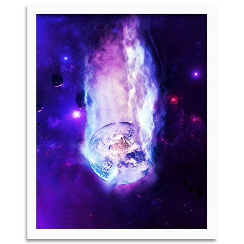 Glezna baltā rāmī - Space Wall Art Purple 