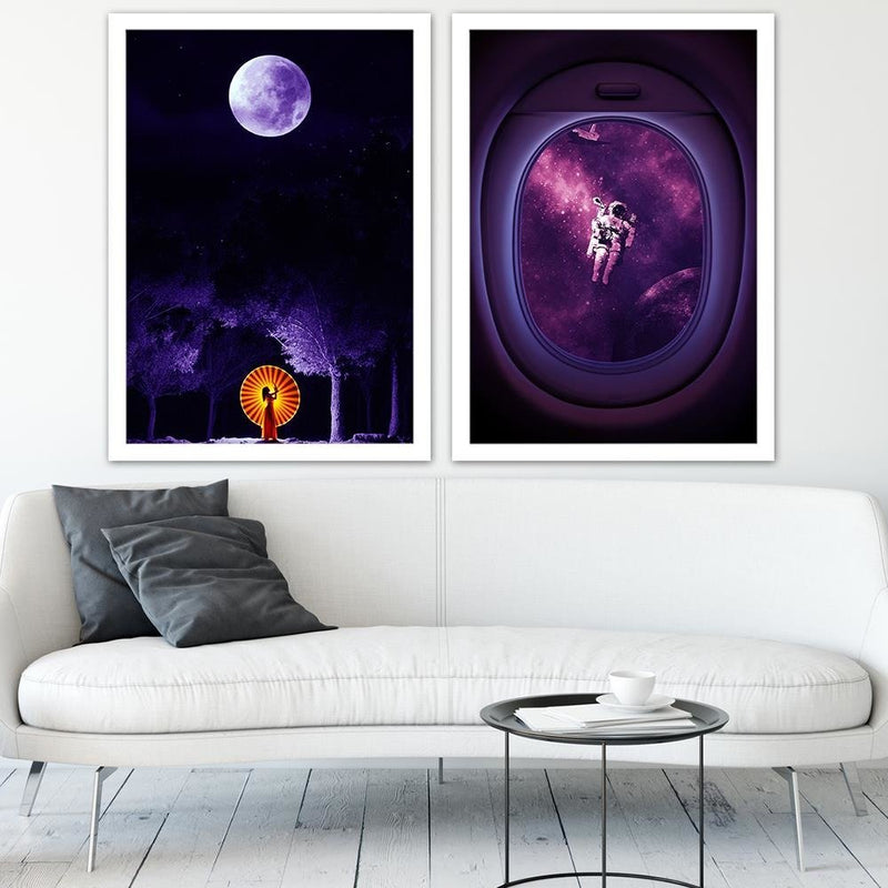 Glezna baltā rāmī - Giclée Art Print Purple 