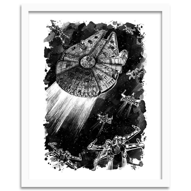 Glezna baltā rāmī - Rebel Assault Decor Black And White 