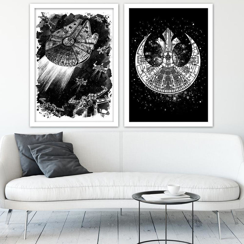 Glezna baltā rāmī - Rebel Assault Decor Black And White 