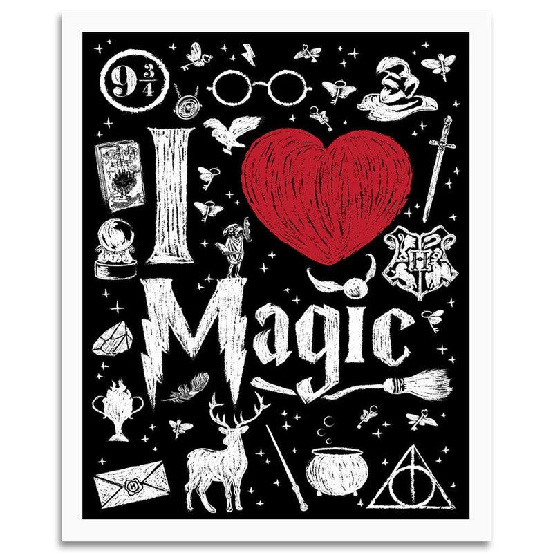 Glezna baltā rāmī - I Love Magic Image Black And White 