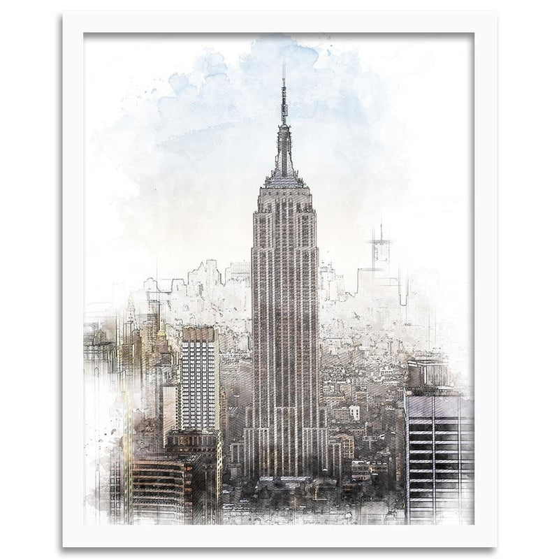 Glezna baltā rāmī - Empire State Building Image Brown 