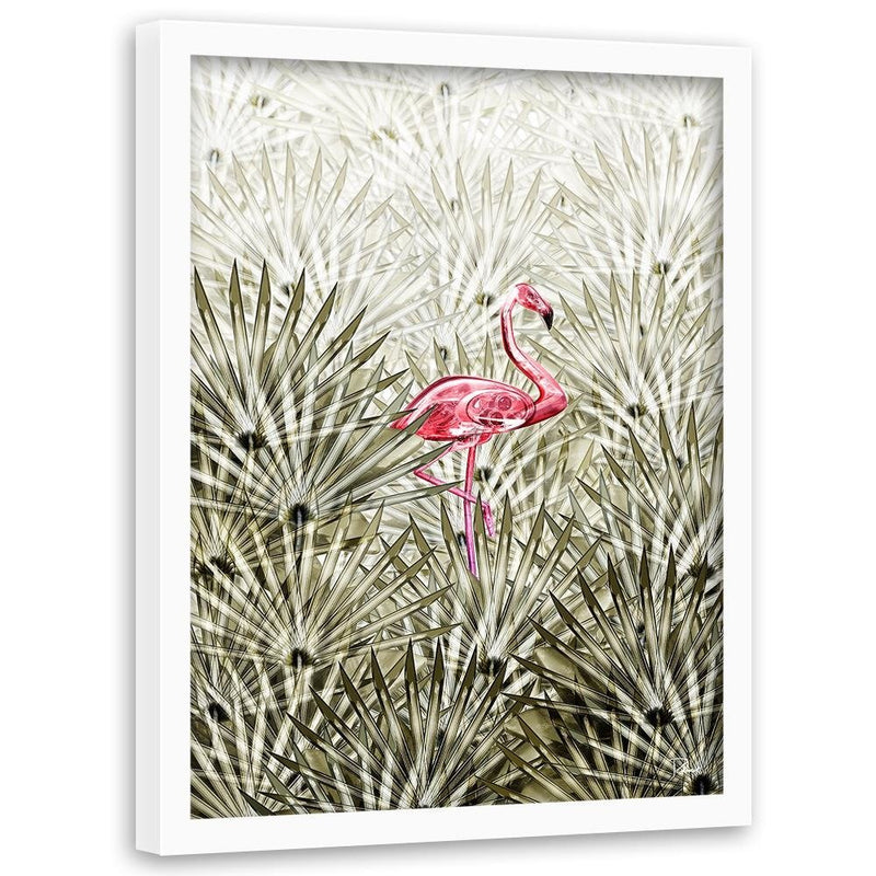 Glezna baltā rāmī - Flamingo Digital Pink 