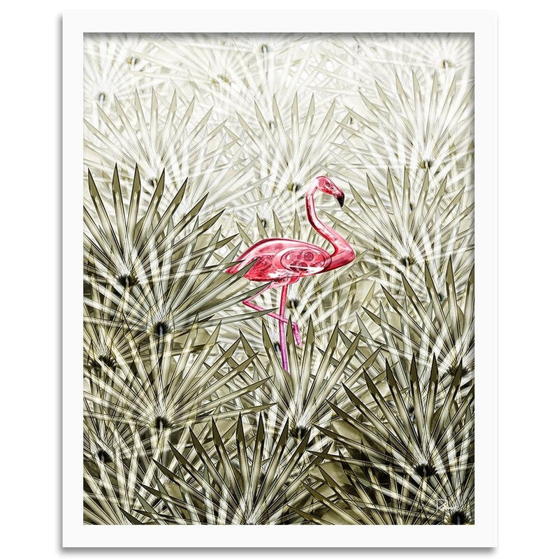 Glezna baltā rāmī - Flamingo Digital Pink 