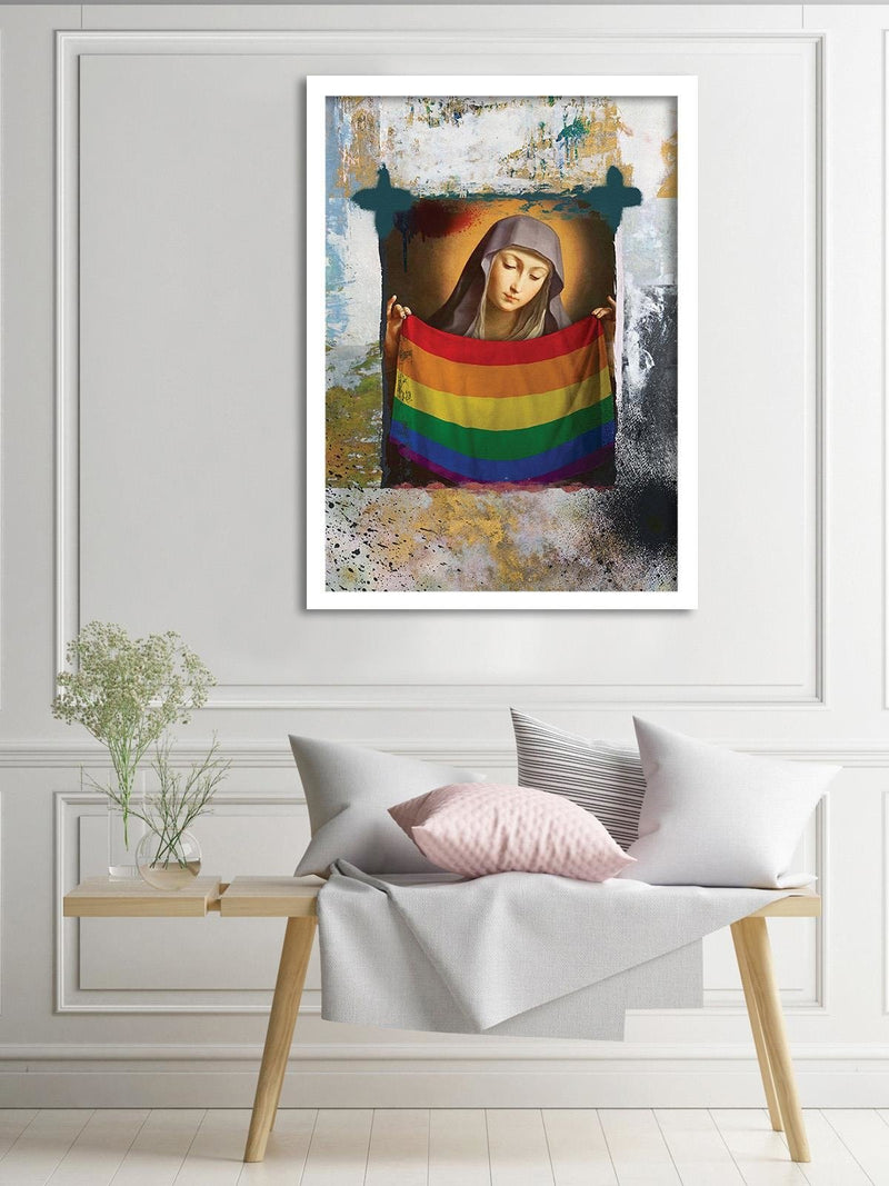 Glezna baltā rāmī - Saint Mary Image Lgbt 