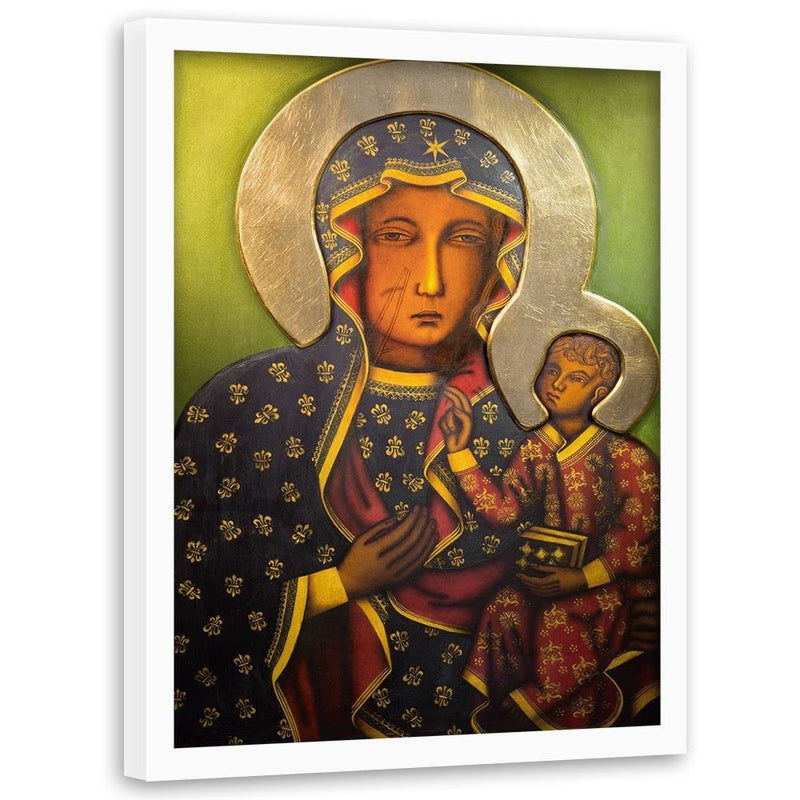 Glezna baltā rāmī - Our Lady Of Czestochowa 