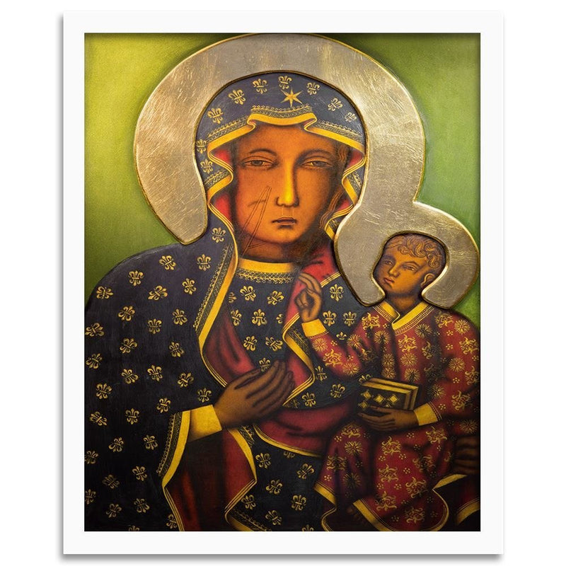 Glezna baltā rāmī - Our Lady Of Czestochowa 