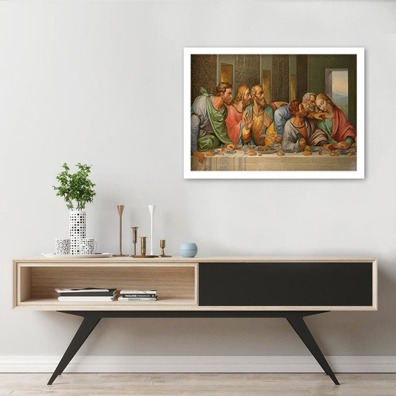 Glezna baltā rāmī - The Last Supper By Leonardo Da Vinci 