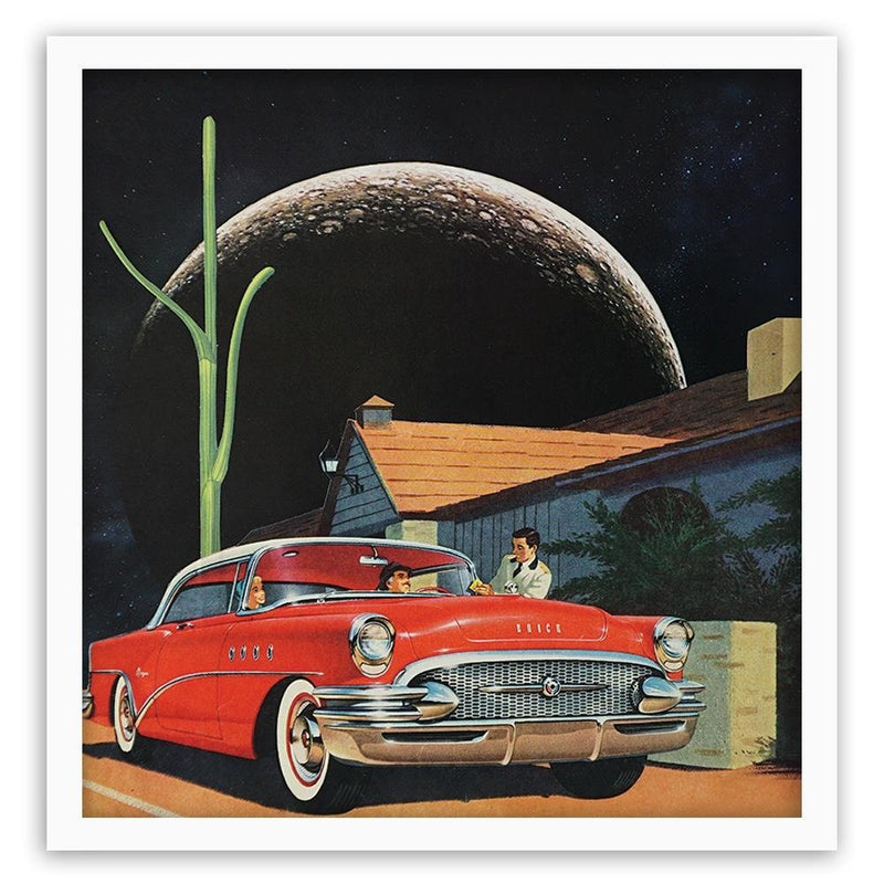 Glezna baltā rāmī - Red Car And The Moon 