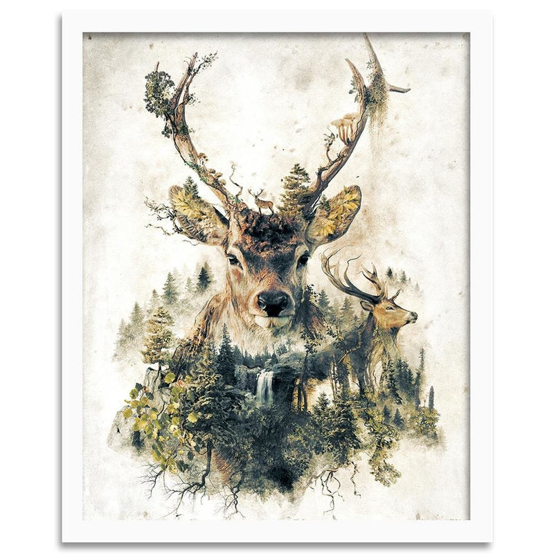 Glezna baltā rāmī - Artistic Deer 